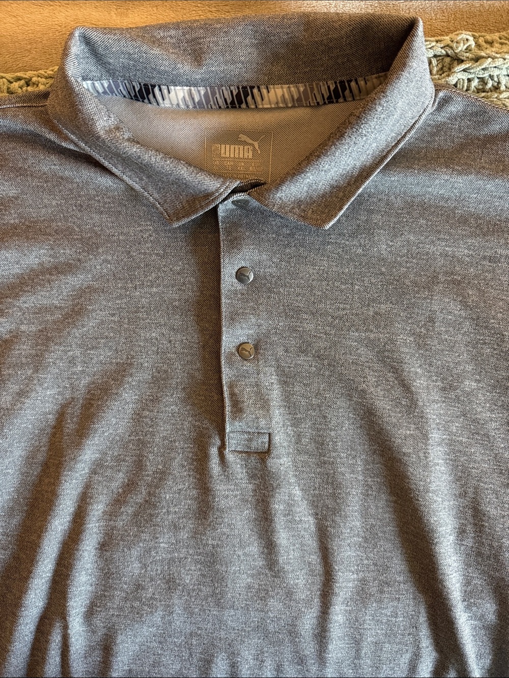 Puma Men's Heather Gray Short-Sleeve Polo